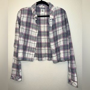 Vans NWT Box Car Flannel Cropped Button Down Shirt Medium